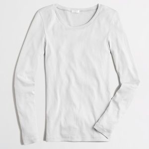 J Crew Fine Rib Cotton Long Sleeve T-Shirt Gray